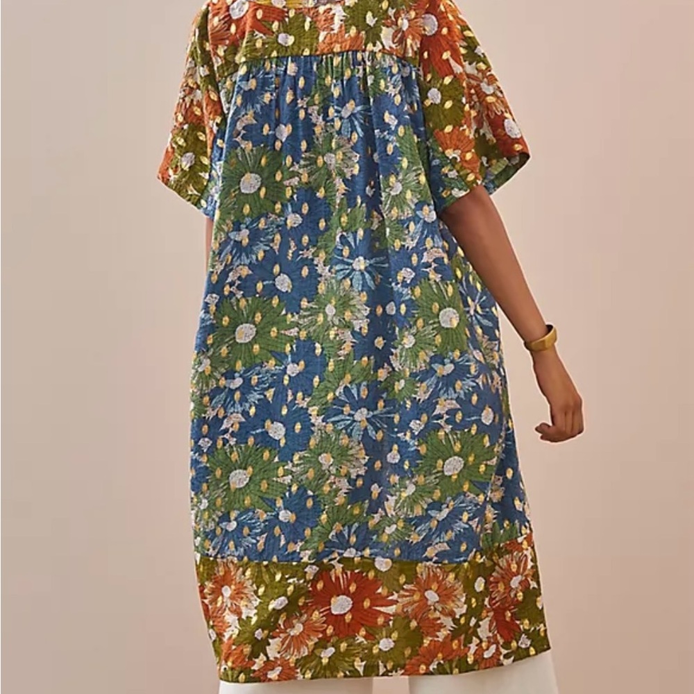 Anthropologie Current Air Multicolor Floral Duster/Kimono with Metallic Detail
